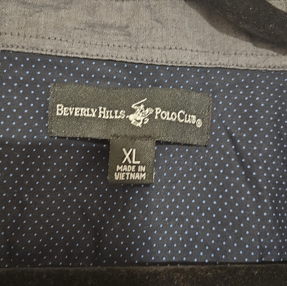 Beverly Hills Polo club short sleeve mens  XL button down shirt top navy blue - Picture 3 of 5